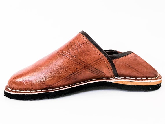 Chaussures Chaussures homme Chaussons Brown Comfortable Babouche Pantoufles marocaines faites à la main kechart Hommes Cuir Babouche Chaussons Hommes Cuir Naturel Marron Chaussures Marocaines 
