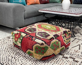 kechart - Berber kilim pouf, moroccan kilim pouf, floor pouf, pouf ottoman, Floor Pillow, Floor Cushion, vintage kilim, handmade kilim