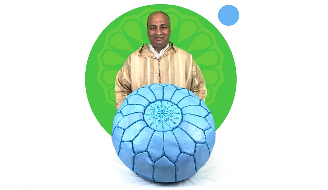 Kechart Leather Pouf Pouf Ottoman Moroccan Pouf Pouf Etsy