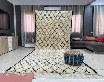 kechart - 6x10ft Extra Large Beni Ourain Rug, Moroccan Wool Carpet, Handwoven Rug, Traditional Moroccan Rug, Luxury Floor Carpet, 185x435 cm