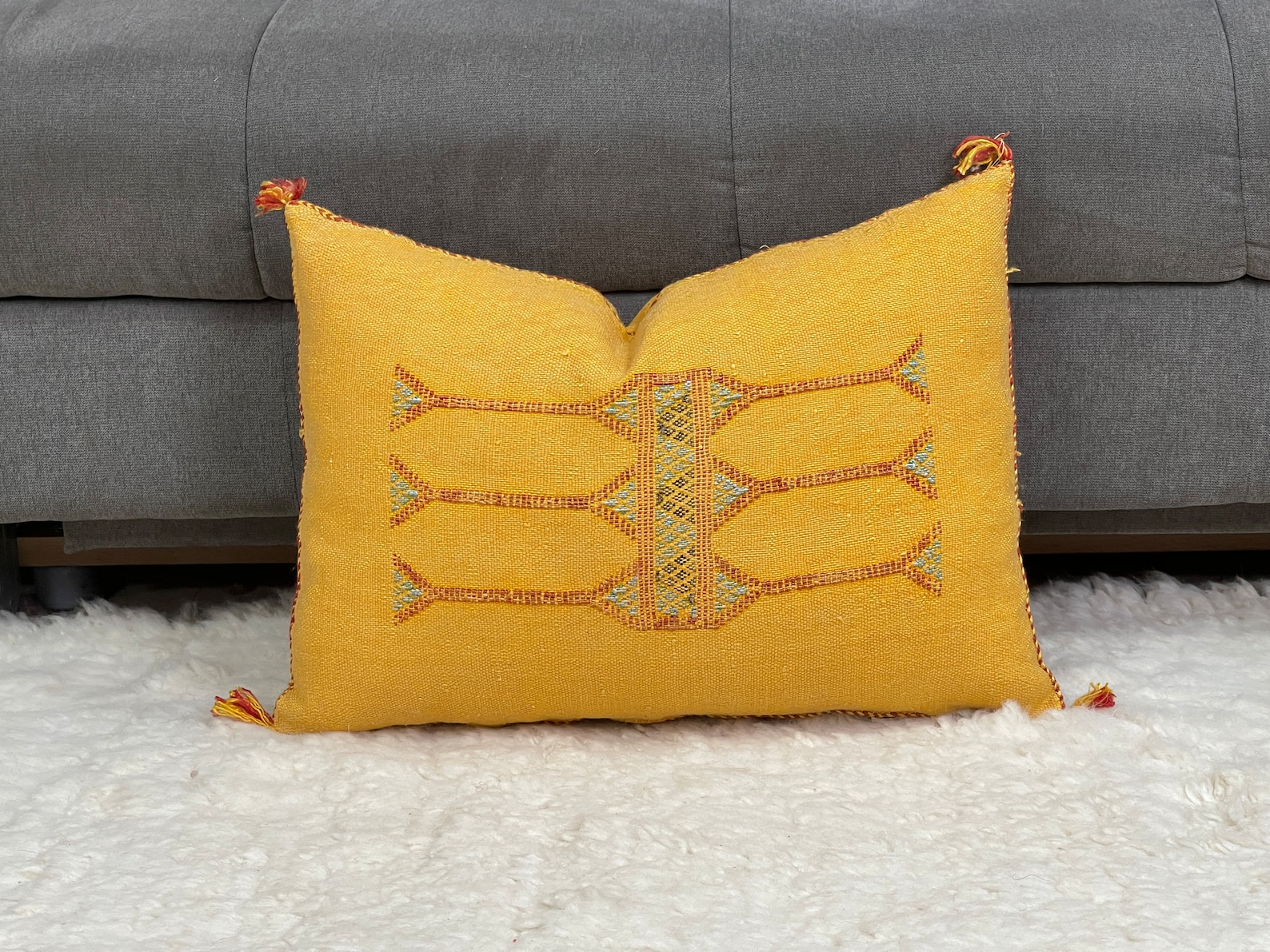 Hand-Woven Sabra Silk Pillow from Tiznit — view 4