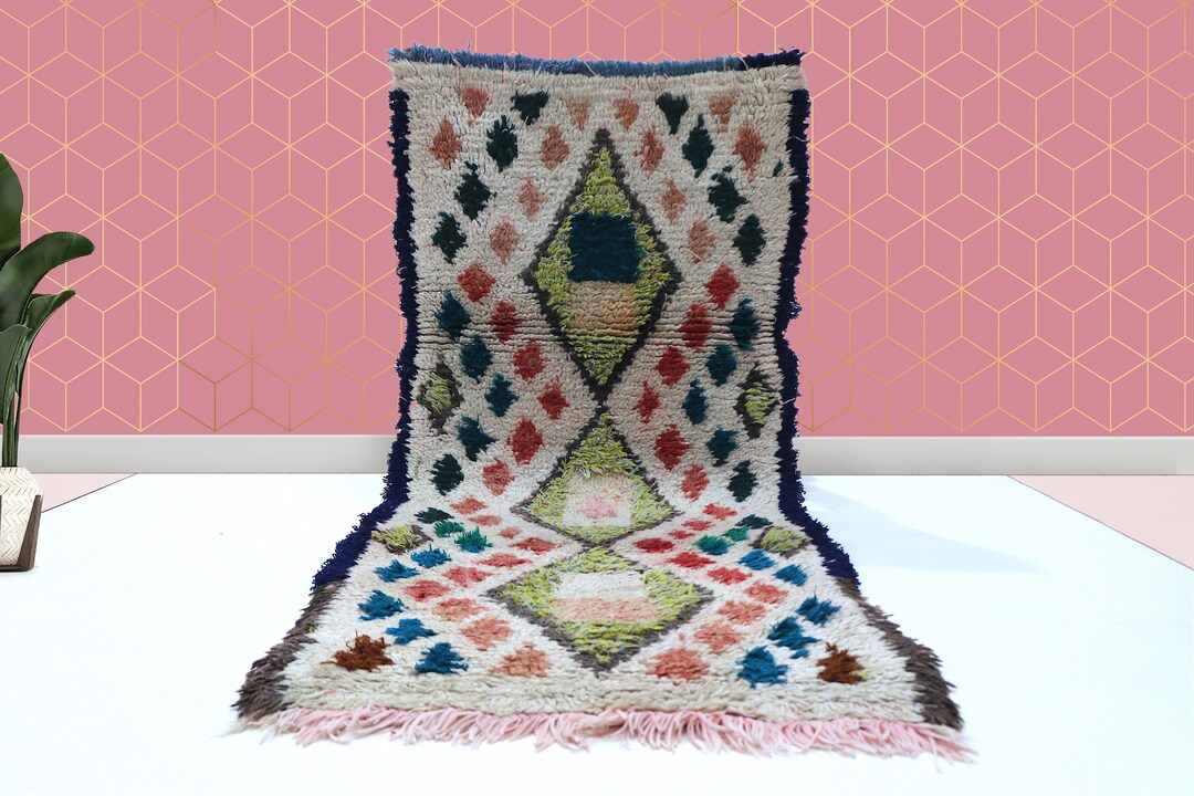 Kechart 2x5ft Vintage Moroccan Azilal Runner Rug, Hallway Runner Rug