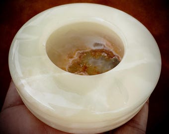 Handcrafted Onyx Ashtray – Natural Stone Smoking Accessory | Marble Style Ashtray | Unique Home Decor Gift|Office & Lounge Table PieceAS-302