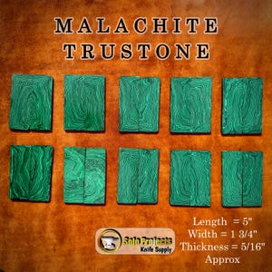 Malachite TruStone Knife Scales 10 Pairs Durable Composite Handle Material for Custom Knives|Stabilized Stone Scales|Recon Stone|Synthetic