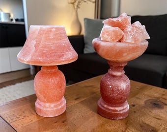 Himalaya Pink Salzlampe & Salzlampen-Set - Natürliche Kristalllampe, warmes Nachtlicht, Wellness-Dekor, handgefertigtes Salz-Rock-Lampengeschenk
