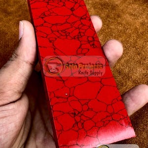 Red TRUSTONE Knife Handle Scales | Premium TURQUOISE TRUSTONE Blanks , Reconstituted Stone Stablilized Handle Material for Custom Knives