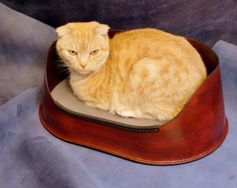 leather cat bed