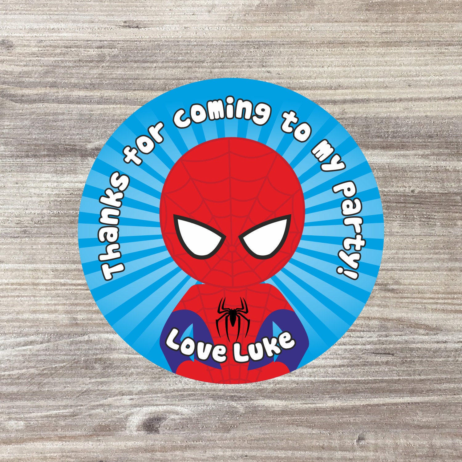 PERSONALISED GLOSSY SUPER HERO BIRTHDAY PARTY BAG SWEET CONE STICKERS ANY AGE