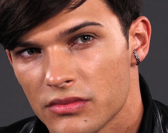 Sterling Silver Stud Earring for Men: Black Gothic Jewelry Best Gift for Men