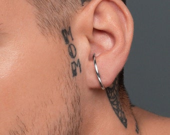 Sterling Silver Huggie Earring for Men: Minimalist Mens Jewelry Best Gift for Men