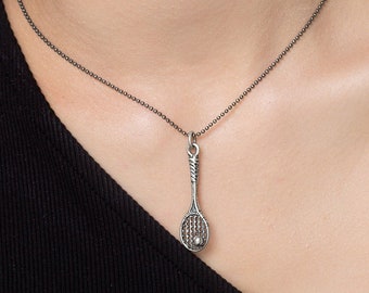 Sterling Silver Tennis Chain Necklace for Women, Pendant Racket Statement Jewelry, Mens Jewelry Gifts for Him