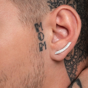 Sterling Silver Ear Climber Earrings: Hammered Punk Style