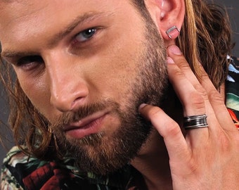 Sterling Silver Huggie Earring: Goth Mens Jewelry Gift