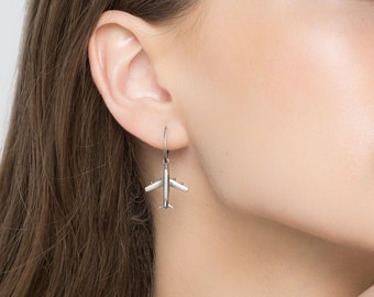 Pendientes de plata pendientes de avión para mujer pendientes de aro pendientes de viaje azafata azafata avión ropa de primavera de moda para mujeres