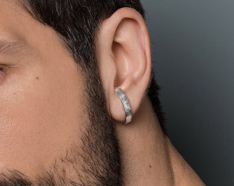 Sterling Silver Huggie Earring for Men: Goth Style Best Gift for Men