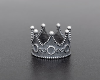 Sterling Silver Crown Ring for Men: Gothic Medieval Jewelry Best Gift for Men