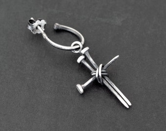 Sterling silver earring for mens dangle earring for men cross men dangling cross earring men jewelry trendy mens clothing spring