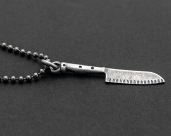 Sterling silver necklace men knife necklace men gift for chef necklace men cook knife pendant men jewelry trendy mens clothing spring