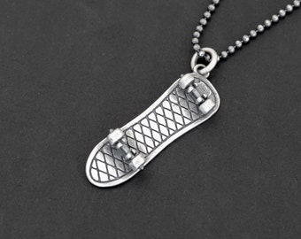 Sterling silver necklace for men necklace gifts for him skateboard necklace skate board men jewelry trendy mens clothing spring