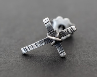 Ganci Argento 925 Orecchini Gotici Lunghi A Goccia - Crocifisso, Croce E Teschio Con Ganci In Argento 925 Orecchini Crocifisso Teschio - Foto 8