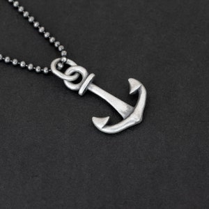 Oxidized Sterling Silver Anchor Necklace: Nautical Jewelry Best Gift for Men