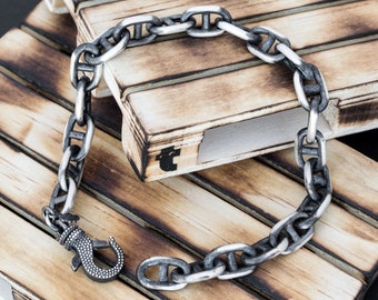 Sterling silver bracelet for men gifts for men bracelet men gothic chain bracelet boyfriend rock punk men men jewelry trendy mens clothing