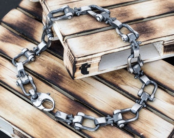 Oxidized Sterling Silver Chain Bracelet for Men: Gothic Steampunk Jewelry Best Gift for Men