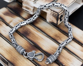 Oxidized Sterling Silver Chain Bracelet for Men: Gothic Style Best Gift for Men