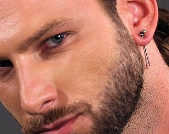 Oxidized Sterling Silver Nail Stud Earring: Gothic Punk Mens Jewelry