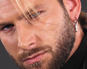 Sterling Silver Dangle Earring for Men | Dangle Bullet Earring | Mens Jewelry Gifts for Him unique gift for dad best dad gift Gift for Men