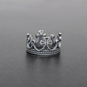 Anel de prata esterlina para homens | Anel de coroa gótica | Joias de anel de rei | Joias masculinas medievais Presentes para ele presente exclusivo para o pai