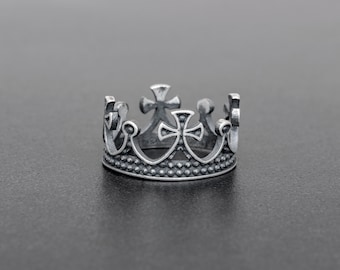 Sterling Silver Crown Ring for Men: Gothic King Jewelry Best Gift for Men