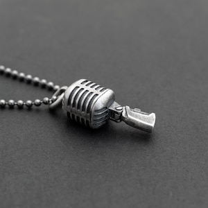 Sterling silver necklace men necklace pendnat retro microphone necklace men gifts for men singer men jewelry trendy mens clothing spring