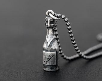 Sterling silver necklace for mens necklace gifts for men pirates jewelry men bottle necklace mens boyfriend trendy mens clothing spring