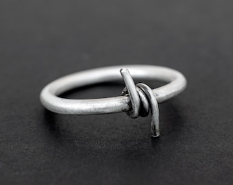 Oxidized Sterling Silver Barbed Wire Ring | Punk Jewelry Gift
