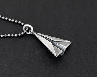 Sterling silver necklace for men necklace paper plane airplane necklace origami necklace men men jewelry trendy mens clothing spring