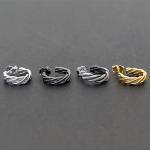 Braided Sterling Silver Hoop Earring for Men: Goth Rock Jewelry