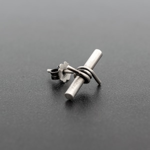 Sterling Silver Barbed Wire Stud Earring for Men - Gothic Gifts for Him, Cool Men&#39;s Silver Stud, Mens Jewelry Gifts for Him best dad gift