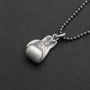 Sterling Silver Chain Necklace for Men | Kick Boxing Glove Pendant | Perfect Gift for Fighters & Boxers Mens Jewelry Gifts for Him Birthday