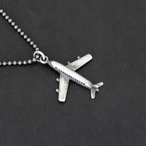 Sterlingzilveren kettingketting vliegtuighanger voor heren | Cadeau piloothanger | Perfect herensieraden Cadeaus voor hem uniek cadeau voor papa
