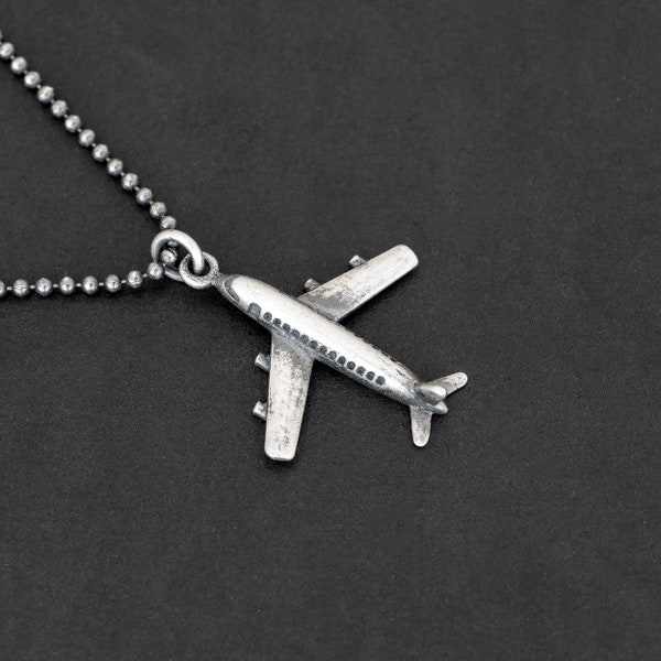 Jewellery Gift for Men Handgemachter Schmuck Geschenke für ihn Sterling Silber Halskette für Herren Anhänger Flugzeug Männer Pilot Schmuck