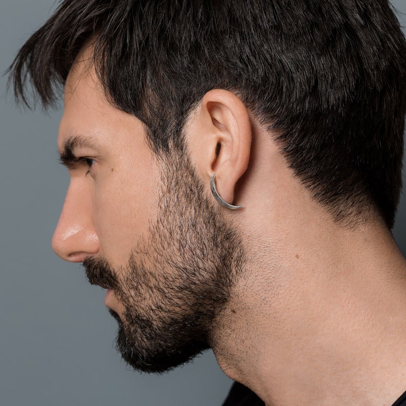 Sterling Silver Stud Earring for Mens Earring Men Huggie Etsy