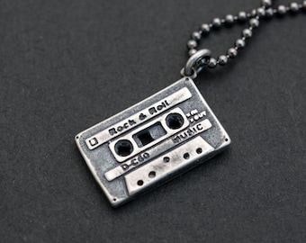 Sterling silver necklace for men necklace retro cassette necklace men tape music gifts men men men jewelry trendy mens clothing spring