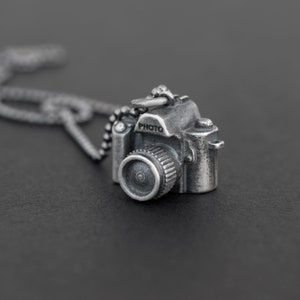 Sterling Silver Chain Necklace for Men | DC Camera Jewelry | Perfect Photographer Gift Mens Jewelry Gifts for Him unique gift for dad