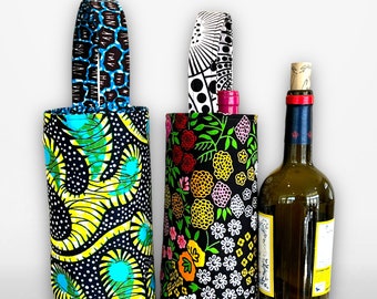 Handmade African Ankara fabric wine gift bag