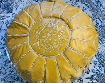 MOROCCAN POUF, Moroccan Leather Pouf Ottoman Moroccan Floor Pillow Cushion, Morocco Pouffe, Moroccan vintage, leather pouf