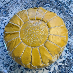 MOROCCAN POUF, Moroccan Leather Pouf Ottoman Moroccan Floor Pillow Cushion, Morocco Pouffe, Moroccan vintage, leather pouf