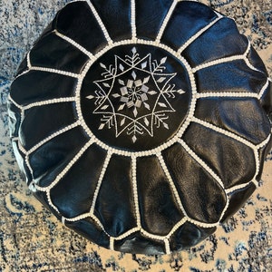 MOROCCAN POUF, Moroccan Leather Pouf Ottoman Moroccan Floor Pillow Cushion, Morocco Pouffe, Moroccan vintage, leather pouf