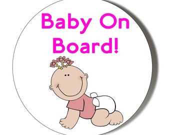 Pink Pregnant Lady//Woman Seat Baby on Board 59mm Badge