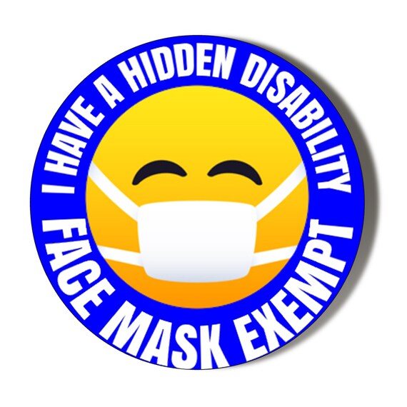 FACEMASK EXEMPT Hidden Disability Blue Button Badge 4 Various | Etsy